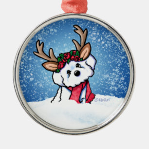 Ornement métallique de Noël Bichon Frise Renne