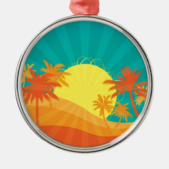 Ornement Métallique Design de surf tropical rétro de Sunset Beach (Devant)