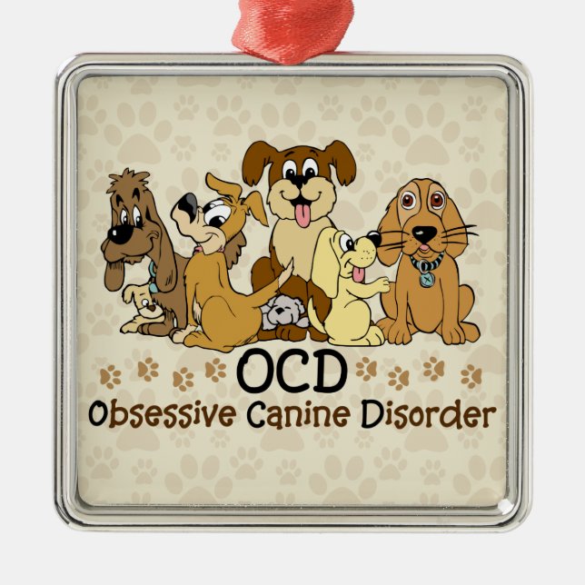 Ornement Métallique Désordre canin obsédant d'OCD (Devant)