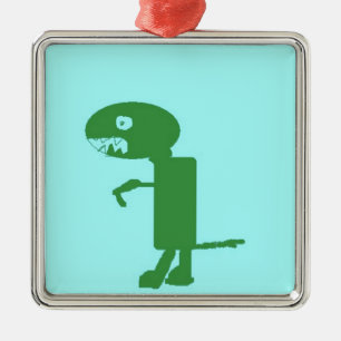 Ornement Métallique Dinosaur Dino, Vert Bleu Digital Kids Art