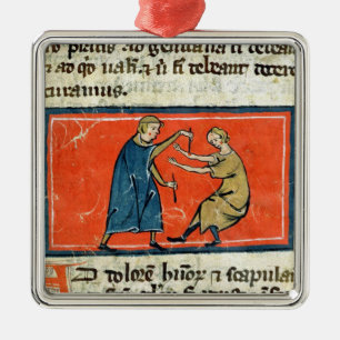 Ornement Métallique Docteur cautérisant une blessure avec le feu