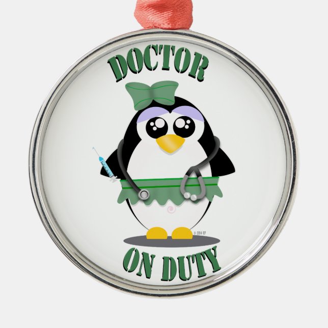 Ornement Métallique Docteur pingouin en service (femelle) (Devant)