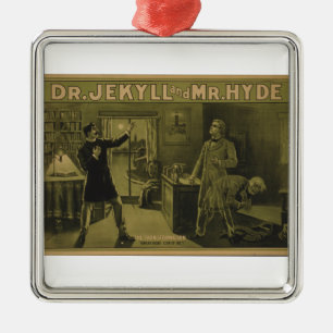 Ornement Métallique Dr. Jekyll et affiche théâtrale 1880 de M. Hyde
