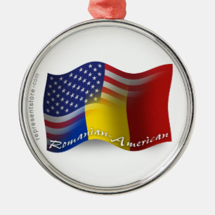 Ornement Métallique Drapeau de ondulation Roumain-Américain