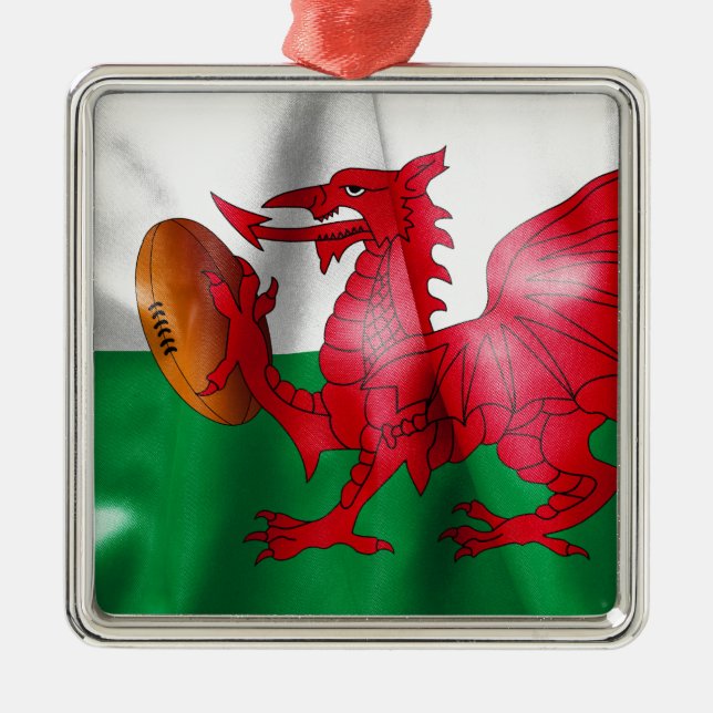 Ornement Métallique Drapeau du ballon de rugby à XV gallois (Devant)