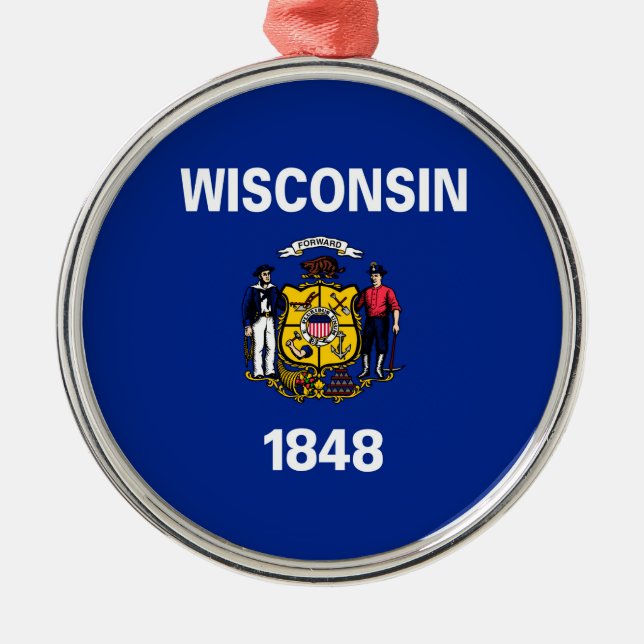 Ornement Métallique Drapeau du Wisconsin (Devant)