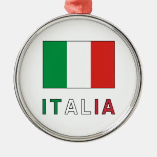 Ornement Métallique Drapeau et mot Italie