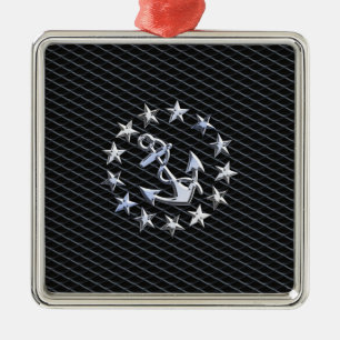 Ornement Métallique Drapeau Naval Yacht Ancre et étoiles