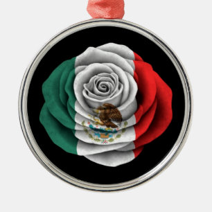 Ornement Métallique Drapeau rose de Mexicain sur le noir