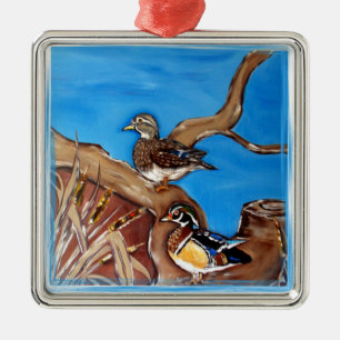 ORNEMENT MÉTALLIQUE DUCKS DE BOIS