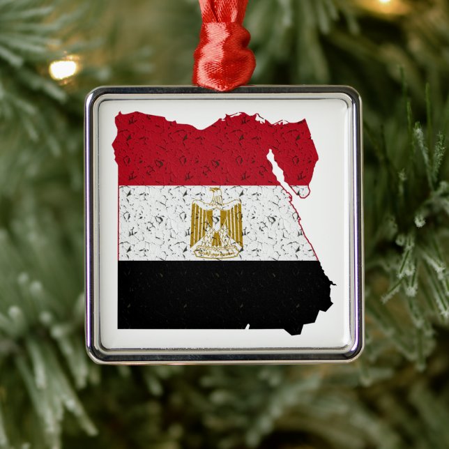 Ornement Métallique Egypte Drapeau Carte Crackle (Arbre)