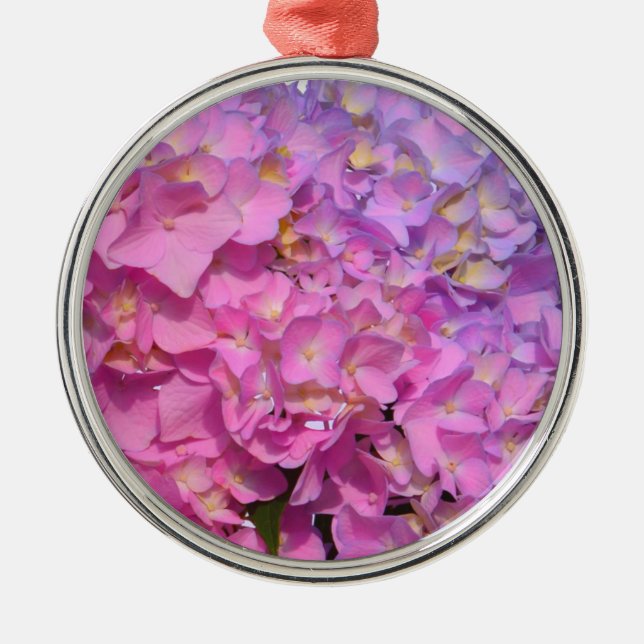 Ornement Métallique Elégantes hydrangées florales violettes rose (Devant)