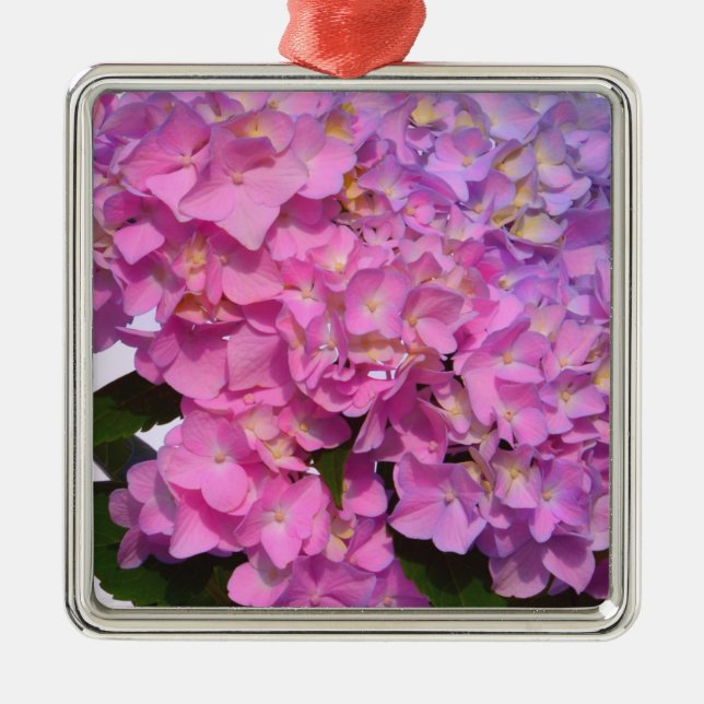 Ornement Métallique Elégantes hydrangées florales violettes rose (Devant)