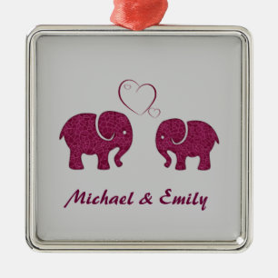 Ornement Métallique Eléphant tendance mignon en amour personnalisé