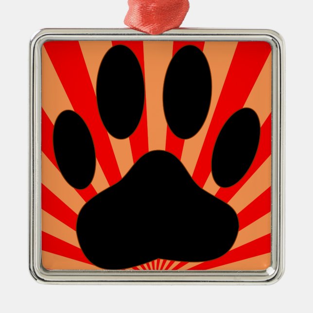 Ornement Métallique Empreinte de patte de chien radiant (Devant)