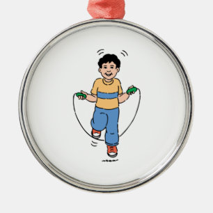 Ornement Métallique Enfant jouant avec une corde de saut