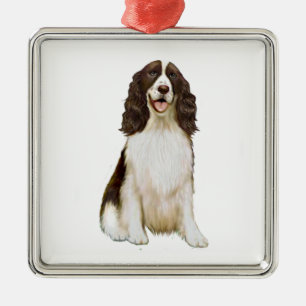 Ornement Métallique English Springer Spaniel (B) - Foie et Blanc