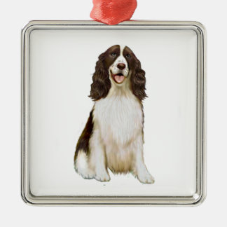 Ornement Métallique English Springer Spaniel (B) - Foie et Blanc