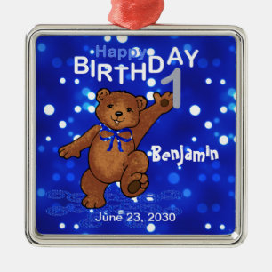 Ornement Métallique ęr Souvenir d'ours de nounours d'anniversaire