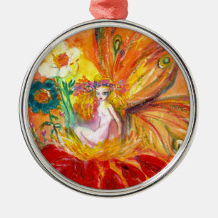 Ornement Métallique FAIRY OF THE FLOWERS Vibrant Red Ruby