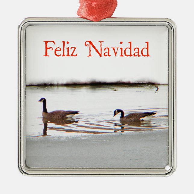 Ornement Métallique Feliz Navidad - Honkers - Oies du Canada (Devant)