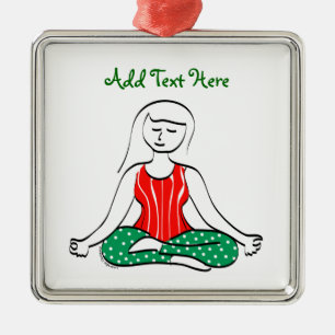 Ornement Métallique Femme de yoga assis après Noël