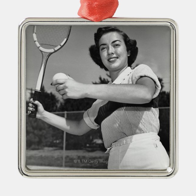 Ornement Métallique Femme jouant au tennis 3 (Devant)