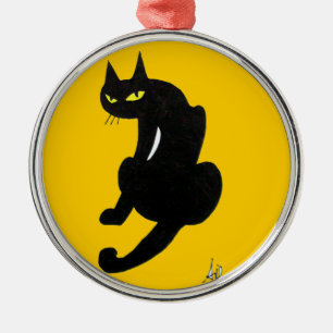 ORNEMENT MÉTALLIQUE FÊTE D'HALLOWEEN CHAT NOIR
