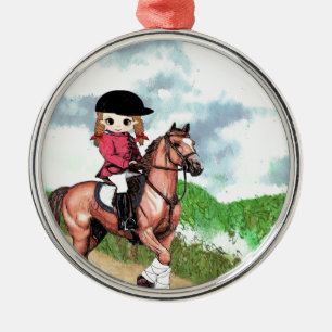 Ornement Métallique Fille anglaise d'équitation