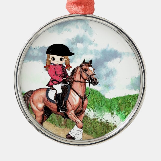 Ornement Métallique Fille anglaise d'équitation (Devant)