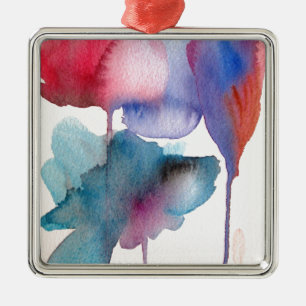 Ornement Métallique Fleur aquarelle design floral moderne