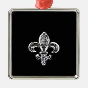 Ornement Métallique Fleur noir en cristal de lis