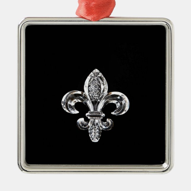 Ornement Métallique Fleur noir en cristal de lis (Devant)