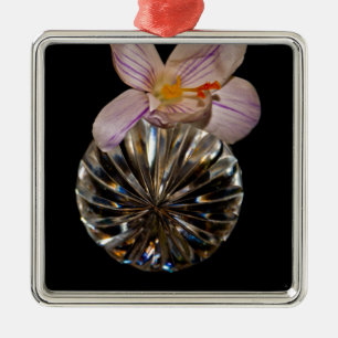 Ornement Métallique Fleurs et cristal
