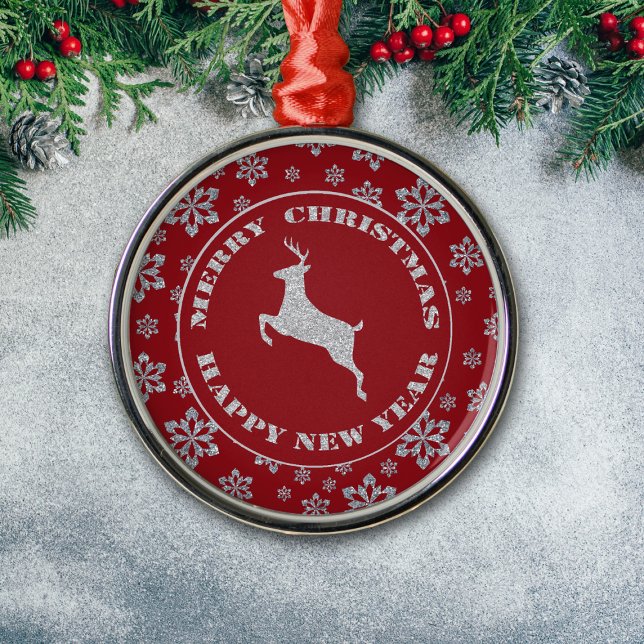 Ornement Métallique Flocon de neige Glitt Argent Reindeer (Créateur téléchargé)