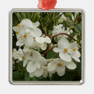 Ornement Métallique Flore de Bégonia blanche tropicale