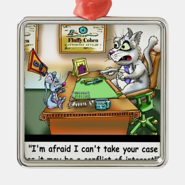 Ornement Métallique Fluffy Cohen Atty @Claw Funny Chat et avocat (Devant)