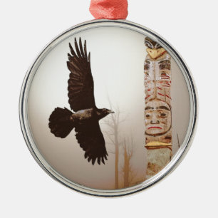 Ornement Métallique Flying Raven & Totem-Pole Imaginaire Art