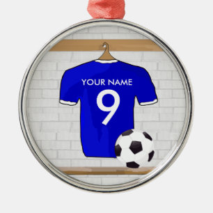 Ornement Métallique Football Club de football blanc bleu personnalisé 