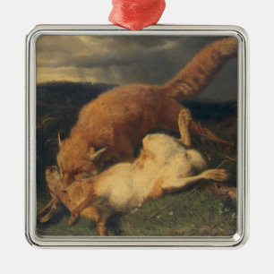 Ornement Métallique Fox et lièvres, 1866