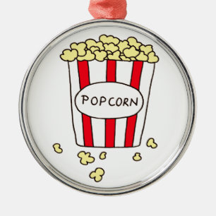 Ornement Métallique Fun Movie Theater Popcorn à Red White Bucket