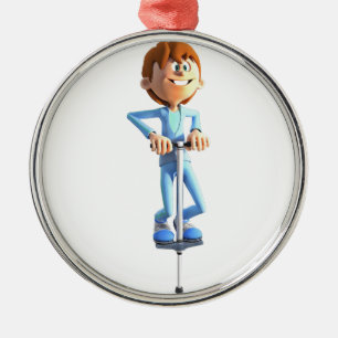 Ornement Métallique Garçon de bande dessinée sur un bâton de Pogo