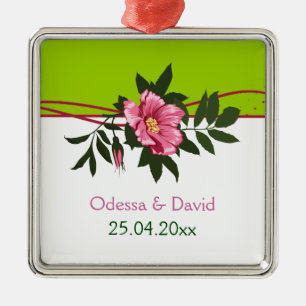 Ornement Métallique Gardien vert de chaux mariage rose sauvage