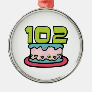 Ornement Métallique Gâteau d'anniversaire 102 ans