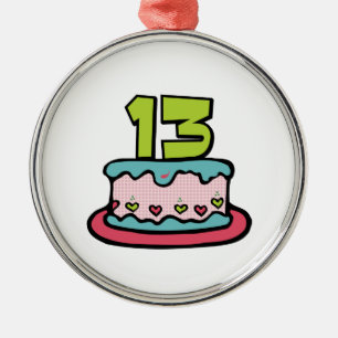 Ornement Métallique Gâteau d'anniversaire de 13 ans