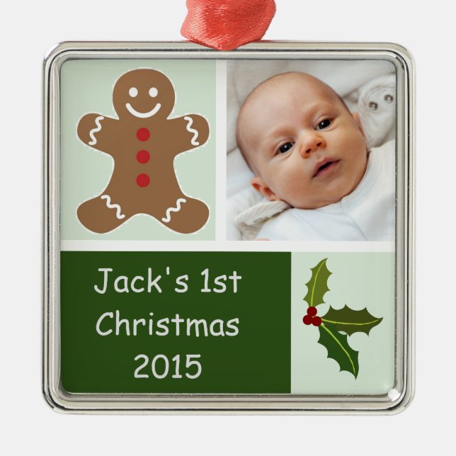 Ornement Métallique Gingerbread et Holly (Devant)