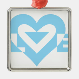 Ornement Métallique Graphique d'amour cool, Bleu