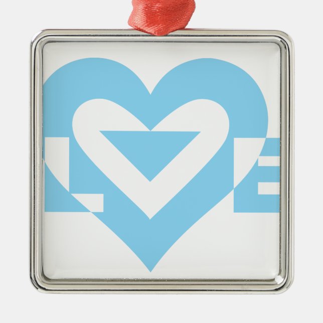 Ornement Métallique Graphique d'amour cool, Bleu (Devant)