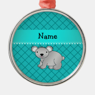 Ornement Métallique Grille nommée personnalisée de turquoise d'ours 