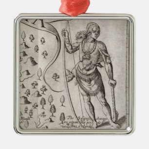 Ornement Métallique Guerrier de Susquehannock, détail de carte de la